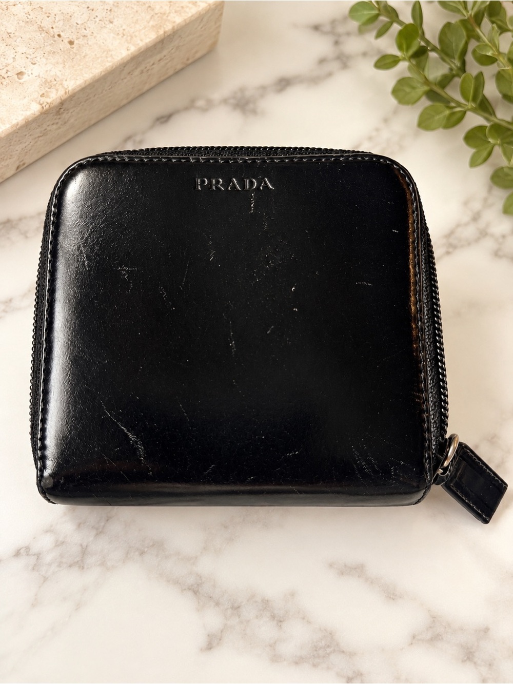 Prada Black Leather Zip-Around Wallet 🖤
